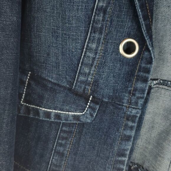 PS BACCINI Dark Denim Jean European style statement Blazer Jacket PETITE SMALL - Picture 10 of 16
